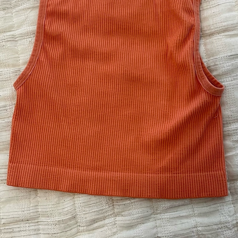Vibrant Orange Ribbed Tank Top - Picture 2 of 2
